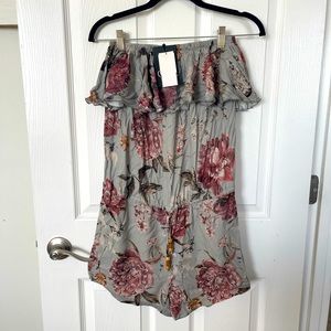 NWT strapless vintage floral romper
